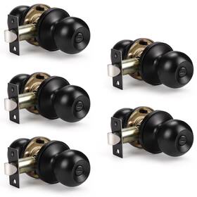 Knobwell 715624460993 5 Pack Modern Door Knob Privacy Bedroom Knobs With Lock Matte