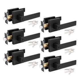 Knobwell 715624466025 10 Black Matte Interior Door Handles With Lock - Modern Design Set