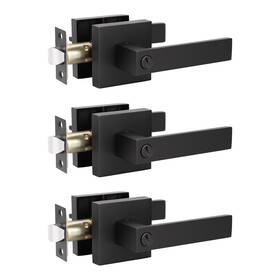 Knobwell 715624467473 3 Pack Matte Black Interior Door Handles Square Lever Handle F