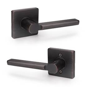 Knobwell 715668045743 1 Pack Passage Lever Door Handle Slim Square Non-locking Set - For Hall