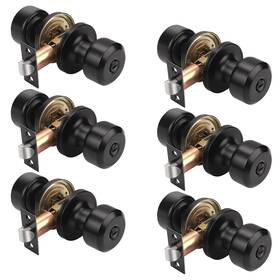 Knobwell 717332809125 6 Pack Matte Black Interior Privacy Door Knob Keyless Bedroom Bathroom