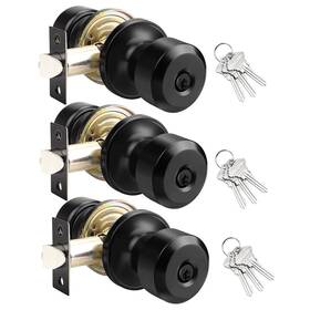 Knobwell 717332812606 3 Pack Door Knob With Lock And Key Keyed Alike Entry Kno