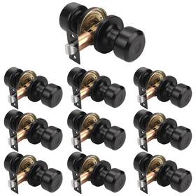 Knobwell 717332820762 10 Pack Matte Black Passage Door Knob Set Keyless Interior Closet Knobs