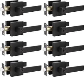 Knobwell 744759327222 8 Pack Black Privacy Door Handles Heavy Duty Interior Lever Knobs For Bedroom