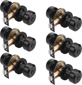 Knobwell 744759910233 6 Pack Matte Black Door Knob Interior Knobs Privacy K