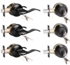 B07t9d5yk7 Knobwell 3 Pack Exterior Door Lock Set With Deadbolt Front Entry Lever Keyed Alike