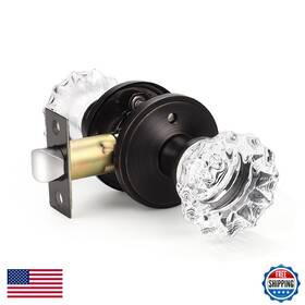 Knobwell B08dhxg4z5 Modern Round Crystal Door Knobs Lock Frosted Glass Design Privacy