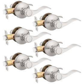 B0d91ytmkv Knobwell 6 Pack Passage Door Handles Brushed Nickel Interior Wave Style Keyless