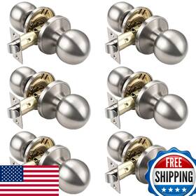 B0d92cnb5d Knobwell 6-pack Brushed Nickel Passage Door Knobs Round Interior Handles