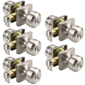 B0dnsq9p8g Knobwell 5-pack Brushed Nickel Privacy Door Knobs For Bed/bath Square Rosette
