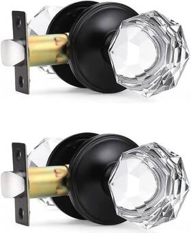 Fba-joy-dlc2-bk-ps-2pack Knobwell 2 Pack Classic Tulip Crystal Door Knobs Passage Function For Hall And