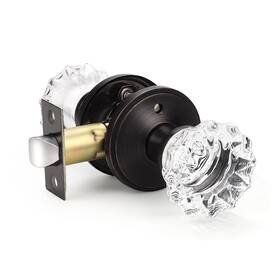 Fba-joy-dlc20-orb-bk-1pack Knobwell Modern Round Crystal Door Knobs With Lock Frosted Glass Design