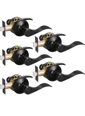 Jo-12061-bk-ps-5pack Knobwell 5 Pack Closet Door Handles Non-locking Lever Set For Hallway Or With