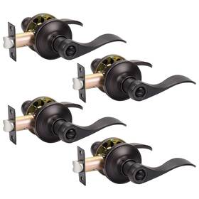 Jo-12061-orb-bk-4pack Knobwell 4 Pack Privacy Door Lever Oil Rubbed Bronze Handle Thumb Turn Lock