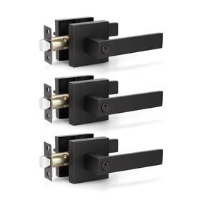 Joy-dl01-bk-bk-3pc Knobwell 3 Pack Matte Black Door Knob With Lock Heavy Duty Lever Handle