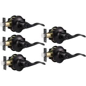 L-12061-orb-bk-5pack Knobwell 5 Pack Door Handles Oil Rubbed Bronze Vintage Antique Style Privacy Knob