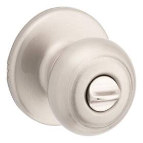 300cv15cpv1 Kwikset Cove Satin Nickel Privacy Door Knob With Lock Featuring Microban Tech