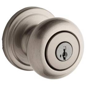Kwikset 313041580586 Hancock Satin Nickel Entry Door Knob Featuring Smartkey Security