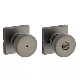 Kwikset 313048957992 Pismo Gunmetal Pewter Square Rose 2.84 Inch Bed/bath Round Door Knob