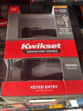 740sel Kwikset 313050636656 Sedona Matte Blk Reverse Rnd Wave Keyed Entry Door Hndl Featuring Smart