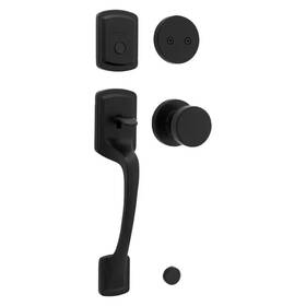 Kwikset 313050687658 Prague Matte Black Dummy Door Handleset With Round Pismo Knob
