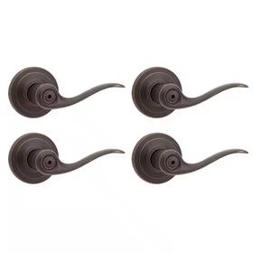 Kwikset 313102523590 Tustin Venetian Bronze Privacy Bed Bath Door Handle Lever 4 Pack