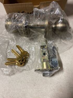 400p-5 Kwikset Polo Entry Knobset Antique Brass - Security Series