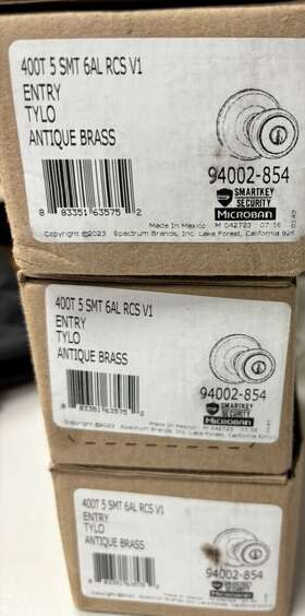 400t-5sv1 Kwikset Lot Of 3 Antique Brass 400t 5 Smt 6al Rsc V1 Keyed Entry