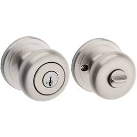 Kwikset 445031498458 Juno Satin Nickel Entry Door Knob Featuring Smartkey Security With Microban Anti