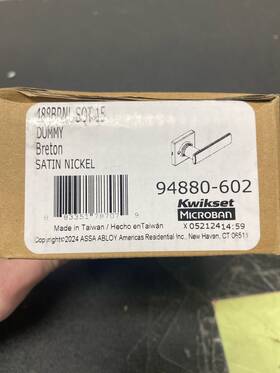 488brnlsqt-15 Kwikset Breton Dummy Door Lever With Square Rose - Satin Nickel
