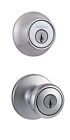 Kwikset 690 Tylo Entry Knob And Single Cylinder Deadbolt Combo 1-pack Satin Chr
