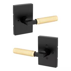 Kwikset 711181190533 Prava Matte Black And Satin Brass Bed/bath Door Handle