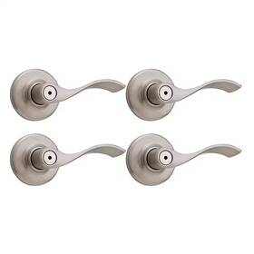 Kwikset 711181304879 Balboa Satin Nickel Privacy Bed/bath Door Handle 4-pack With Lock