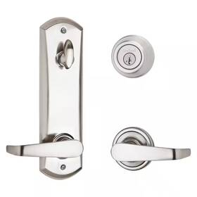 Kwikset 711181419337 Kingston Satin Nickel Round Entry Handle Door Handleset Reversible Featuring Sma