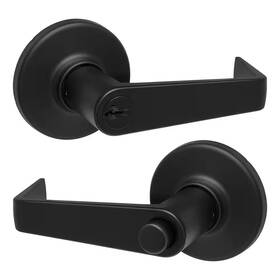 Kwikset 711181521962 Kingston Matte Black Round Keyed Entry Reversible Door Handle Featuring Smartkey