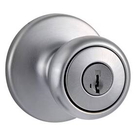 Kwikset 711181929324 Tylo Satin Chrome Keyed Entry Door Knob Featuring Smartkey Security