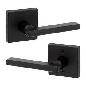 720hflsqt-514 Kwikset Halifax Passage Door Lever Set With Square Rose In Matte Black