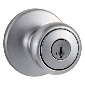 Kwikset 726084736719 Tylo Satin Chrome Keyed Entry Door Knob Featuring Smartkey Security