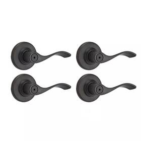 Kwikset 726084889200 Bed Bath Door Lever 4 Pack Balboa Venetian Bronze Privacy Reversible