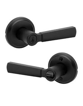 740phl Kwikset Perth Matte Black Single Cylinder Keyed Entry Door Lever Handle Featurin