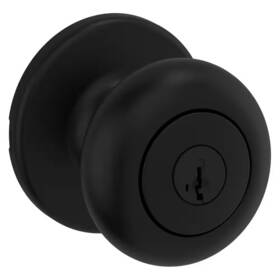 Kwikset 744110613568 Cove Matte Black Keyed Entry Door Knob Featuring Smartkey Security And Microban