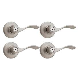 Kwikset 744110785654 Balboa Satin Nickel Privacy Bed Bath Door Lever Reversible 4 Pack Handle