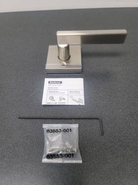 788hflsqt-15v1 Kwikset Halifax Dummy Door Lever With Square Rose In Satin Nickel