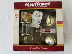 Kwikset 883351046404 Lido Polished Brass Combo Pack Security Lever And Deadbolt - Open Box