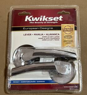 Kwikset 883351093095 Door Lever Handle Bed And Bath Anti-tarnish Chrome Finish