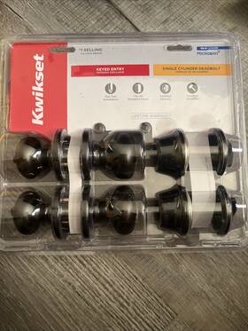 92420-045 Kwikset 883351426923 Cove Keyed Entry Knob And Single Cylinder Deadbolt Bronze Set