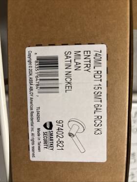Kwikset 883351647847 Milan Smartkey Keyed Main Entry Door Lever Handle Kit Satin Nickel New