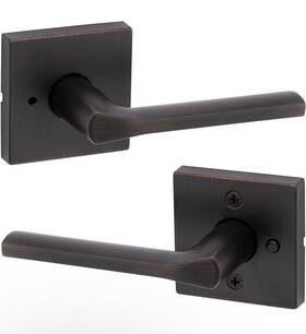 97300-915 Kwikset 883351649865 Lisbon Interior Privacy Door Handle With Lock Venetian Bronze