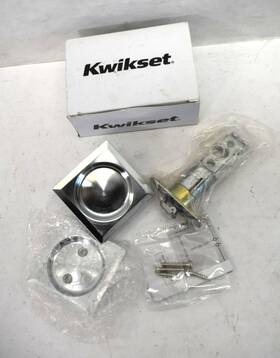 334-sqt-26d Kwikset 883351711159 Square Passage Hall/closet Pocket Door Lock Set Satin Chrome