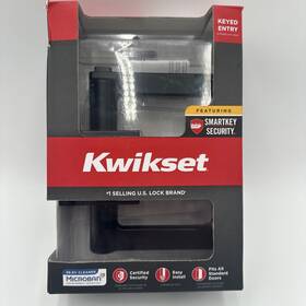 Kwikset 883351723671 Halifax Matte Black Keyed Entry Door Lever Featuring Smartkey Security